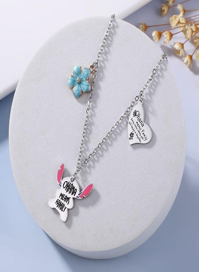 SHBOAZED Ohana Means Family Necklace for Women Stitch-Shape Necklace Stuff Gifts for Daughter Greeting Card for Birthday - Image 3